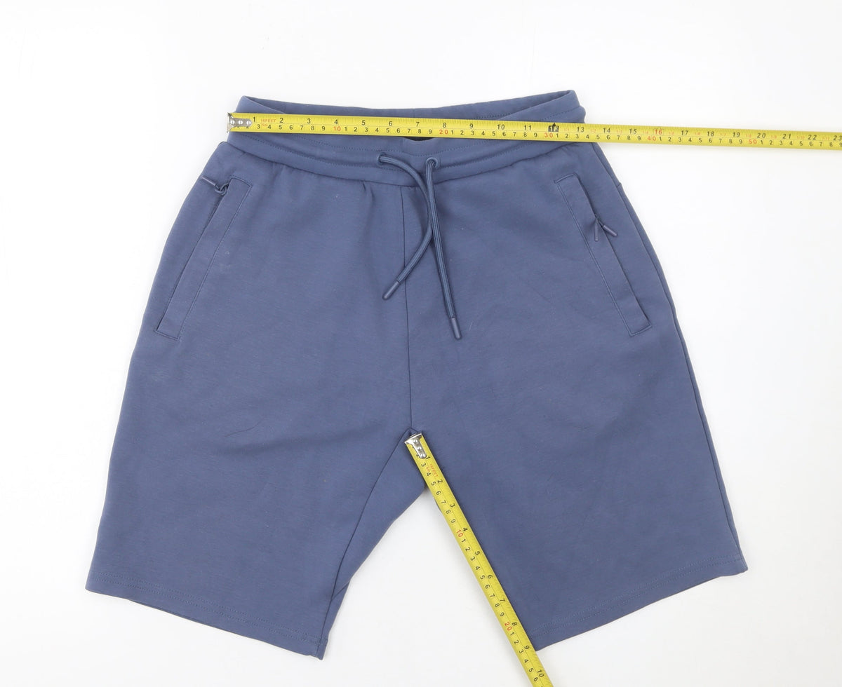 Dunnes Boys Blue Sweat Shorts S Regular Fit Drawstring Pockets