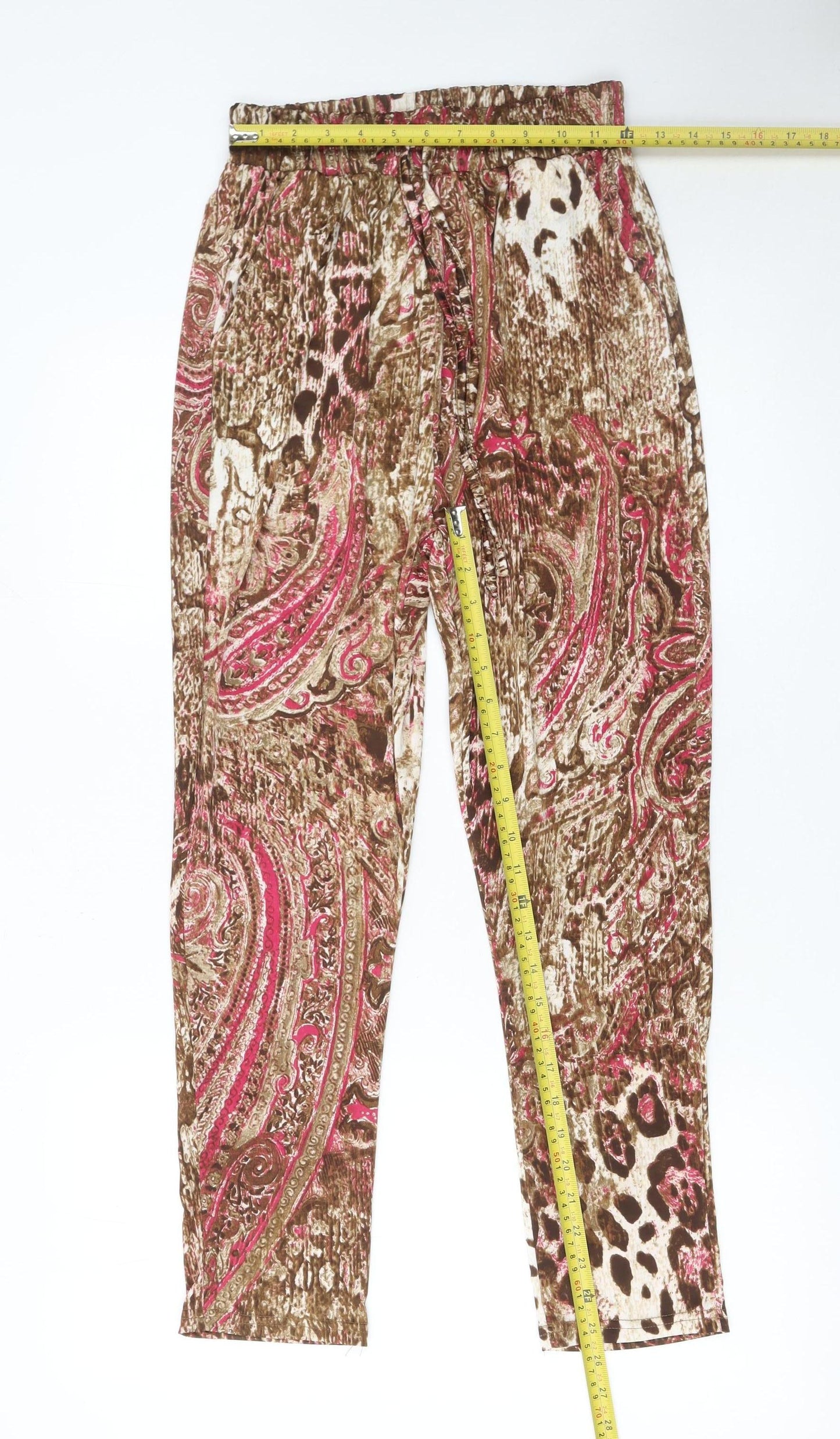 S&W Fashion Women's Multicoloured Paisley Jogger Trousers Size M