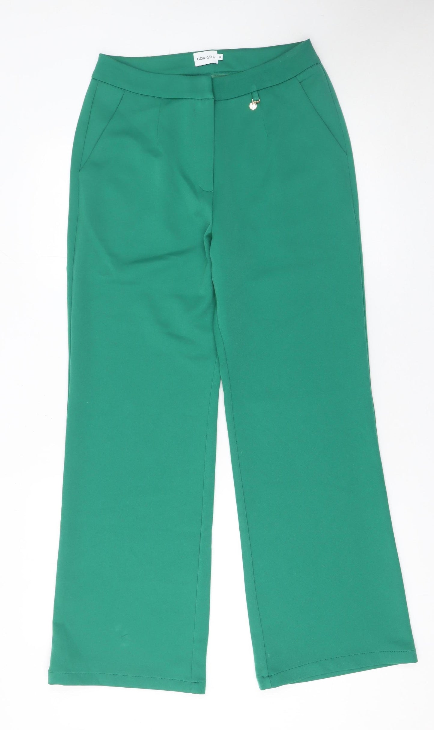 Womens UK Size M Goa Goa Regular Fit Casual Business Green Trousers