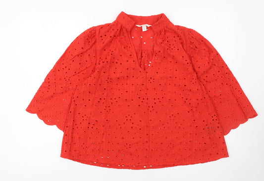 Womens UK Size S H&M Red Tunic Blouse