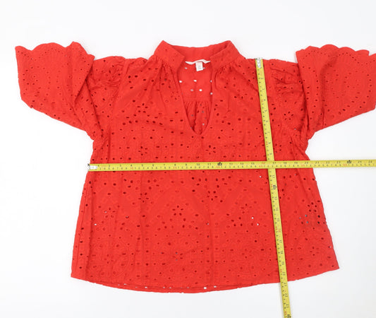 Womens UK Size S H&M Red Tunic Blouse
