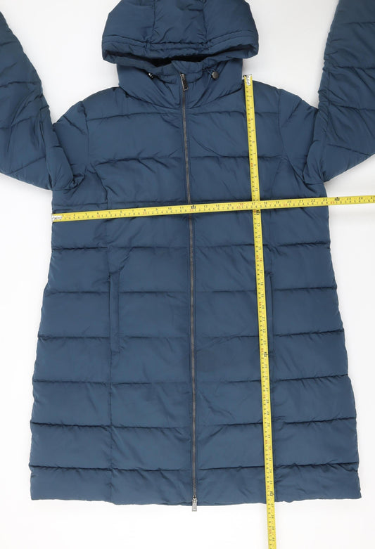 Dunnes Stores Women Blue XL Long Puffer Coat Hooded Winter Jacket