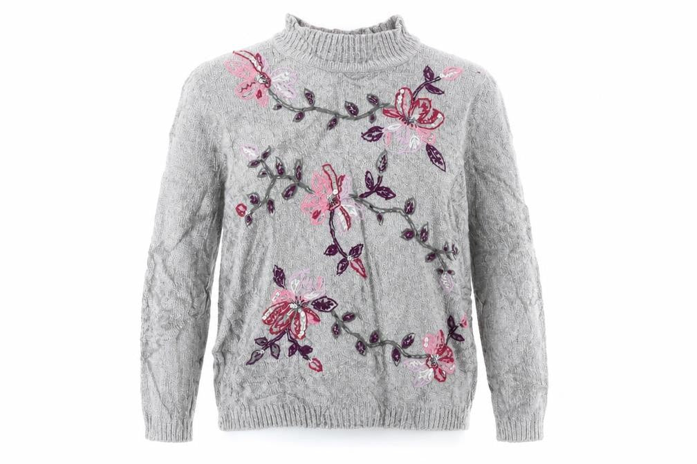 Womens UK Size L Alfred Dunner Grey Pullover Jumper