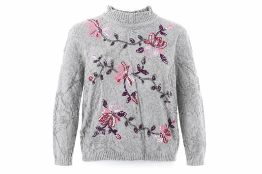 Womens UK Size L Alfred Dunner Grey Pullover Jumper