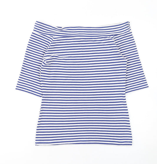 Womens UK Size 10 Matalan Blue Basic T-Shirt
