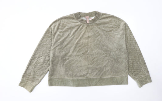H&M Women’s Beige Velour Pullover Sweatshirt Size 12 UK