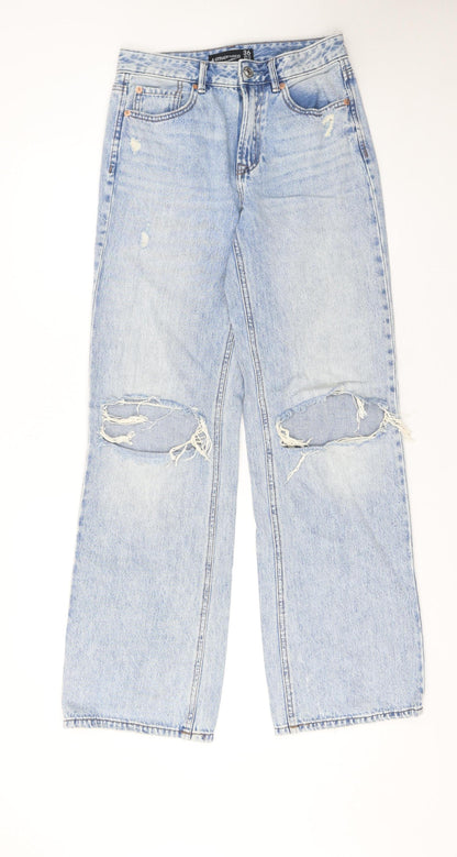 Womens UK Size 8 Stradivarius Regular Fit Straight Blue Jeans