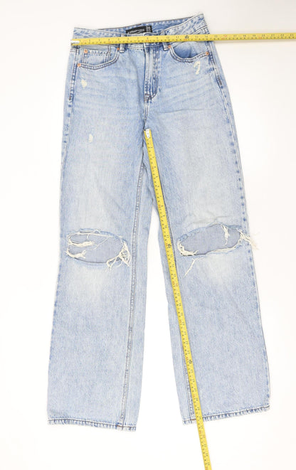 Womens UK Size 8 Stradivarius Regular Fit Straight Blue Jeans