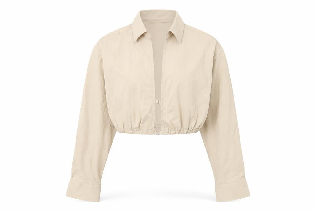 Womens UK Size M Zara Beige Cropped Blouse