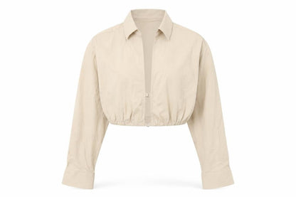 Womens UK Size M Zara Beige Cropped Blouse
