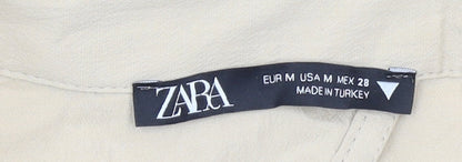 Womens UK Size M Zara Beige Cropped Blouse