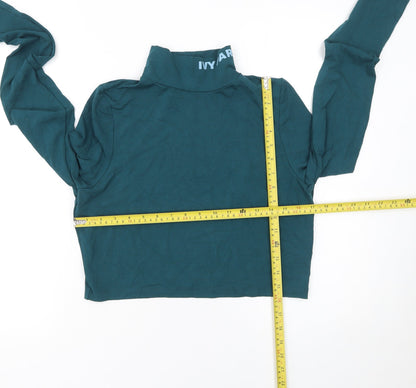Womens UK Size L IVY PARK Green Cropped T-Shirt