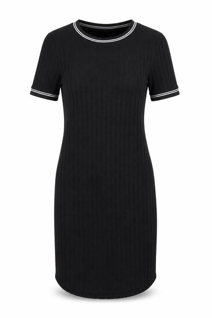 H&M Women’s Black Bodycon Knit Dress Size 8 Short Sleeve Crew Neck