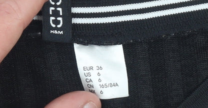 H&M Women’s Black Bodycon Knit Dress Size 8 Short Sleeve Crew Neck
