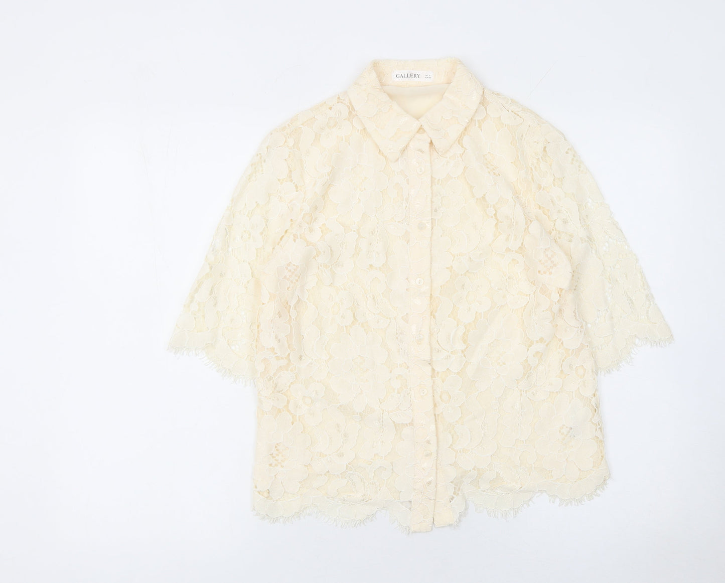 Womens UK Size 8 Gallery Beige Tunic Blouse