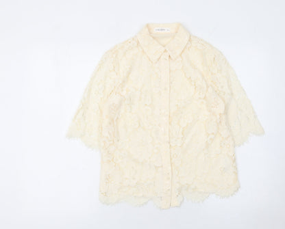 Womens UK Size 8 Gallery Beige Tunic Blouse