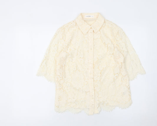 Womens UK Size 8 Gallery Beige Tunic Blouse