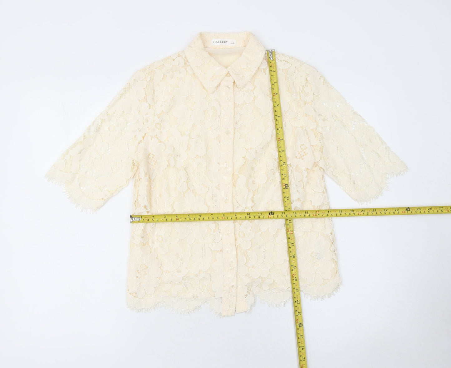 Womens UK Size 8 Gallery Beige Tunic Blouse