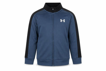 Front view of Under Armour boys’ blue full zip sweatshirt 5-6 years sports jacket