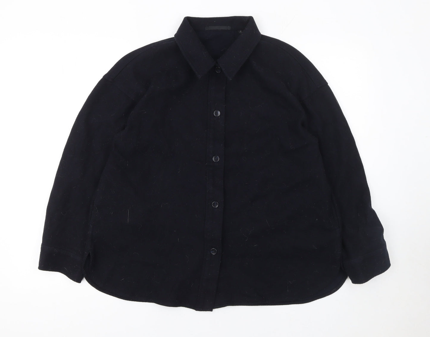 Womens UK Size XS Uniqlo Black Basic Button-Up