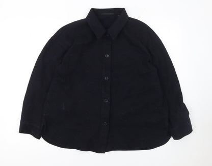 Womens UK Size XS Uniqlo Black Basic Button-Up