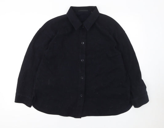 Womens UK Size XS Uniqlo Black Basic Button-Up