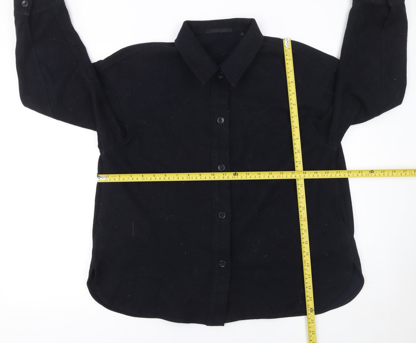 Womens UK Size XS Uniqlo Black Basic Button-Up