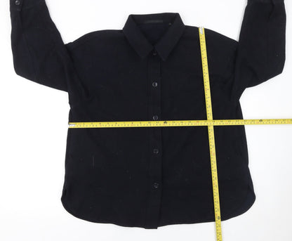 Womens UK Size XS Uniqlo Black Basic Button-Up