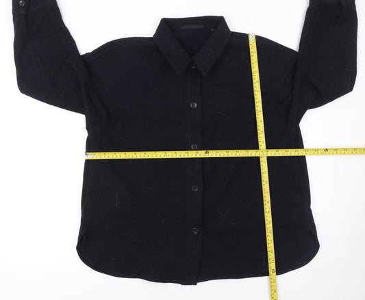 Womens UK Size XS Uniqlo Black Basic Button-Up