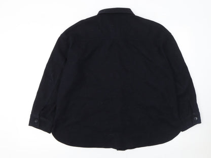 Womens UK Size XS Uniqlo Black Basic Button-Up