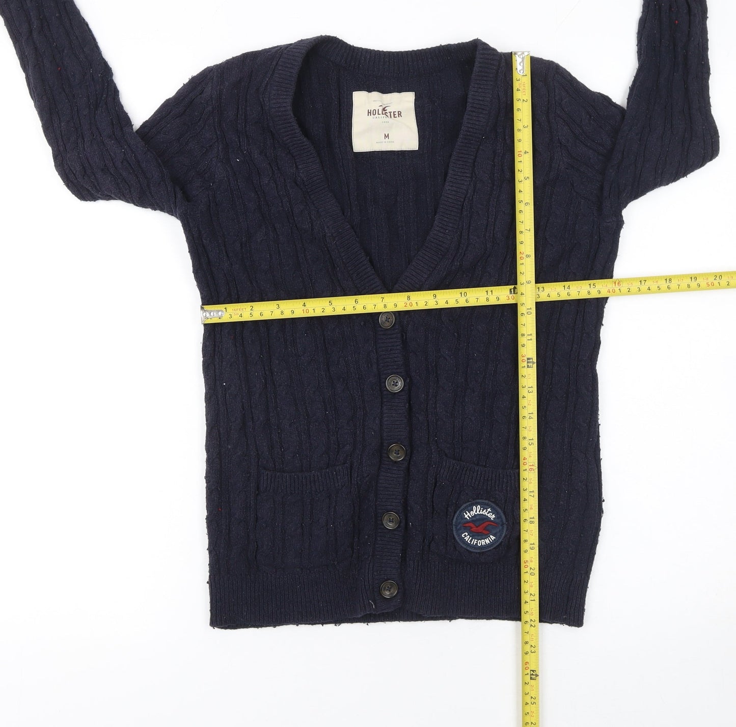 Womens UK Size M Hollister Blue Cardigan Jumper