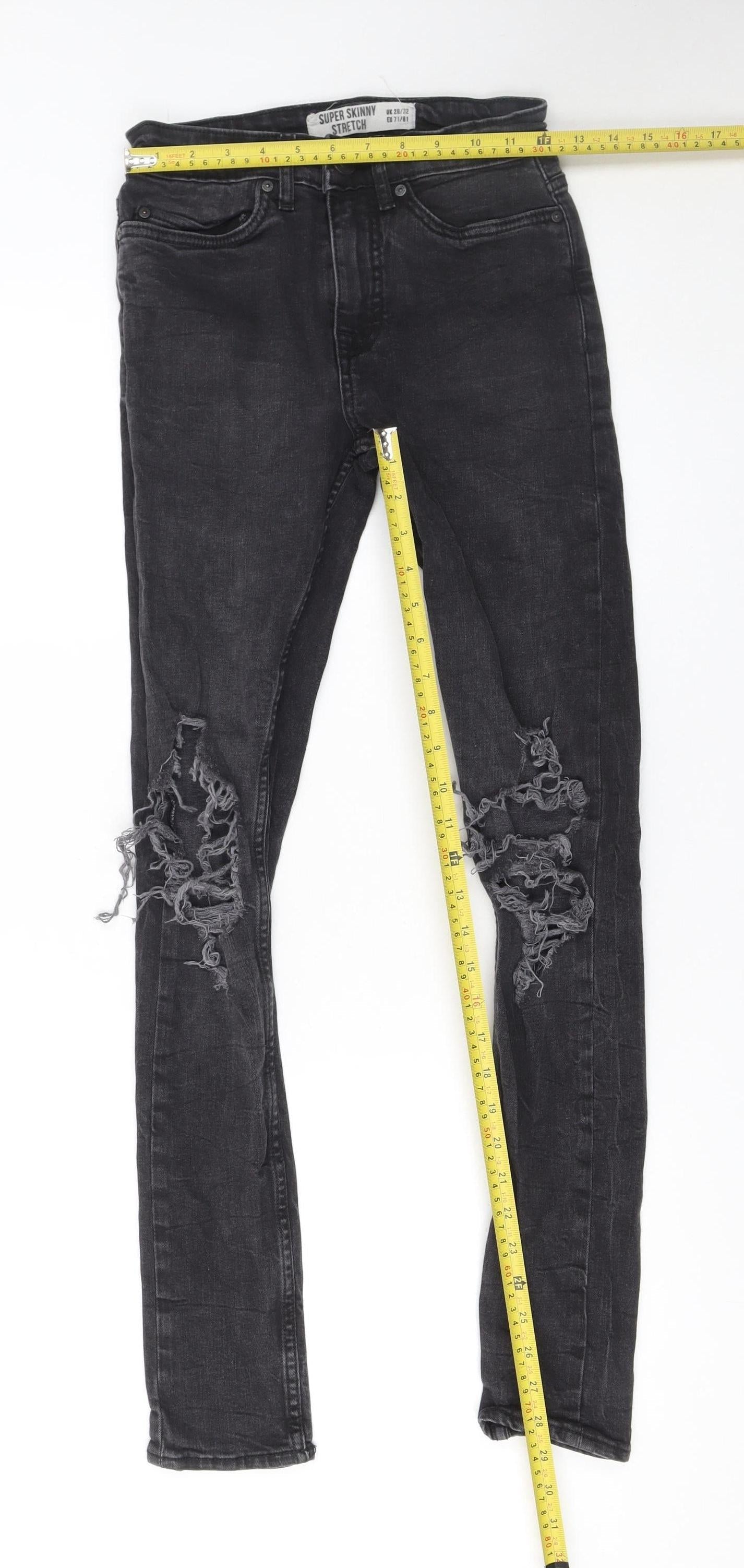 Mens UK Size 28R New Look Slim Fit Skinny Black Jeans