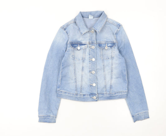 Girls UK Size 9-10 Years &Denim Blue Basic Jacket