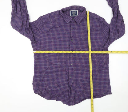 Charles Tyrwhitt Men's Purple Check Slim Fit 2XL Cotton Lyocell Shirt
