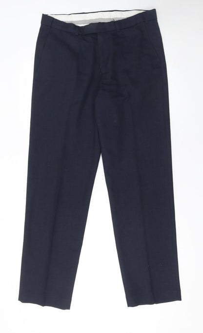 Mens UK Size 34 Dunnes Stores Regular Fit Dress Pants Blue Trousers