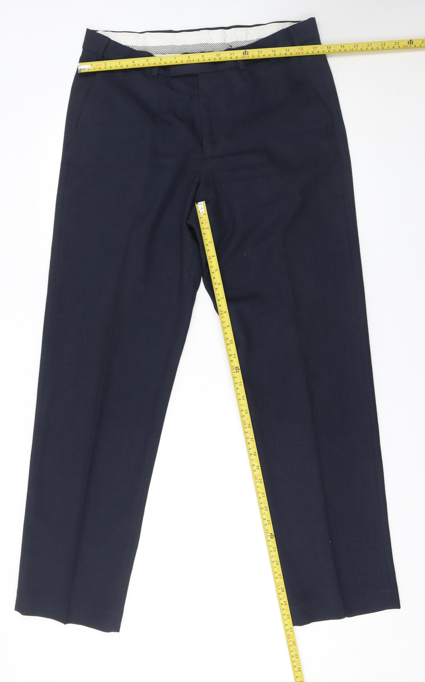 Mens UK Size 34 Dunnes Stores Regular Fit Dress Pants Blue Trousers
