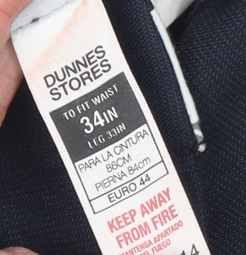 Mens UK Size 34 Dunnes Stores Regular Fit Dress Pants Blue Trousers