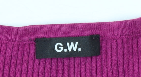 G.W. Womens Pink V-Neck Long Sleeve Knit Cardigan Size 14