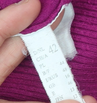 G.W. Womens Pink V-Neck Long Sleeve Knit Cardigan Size 14