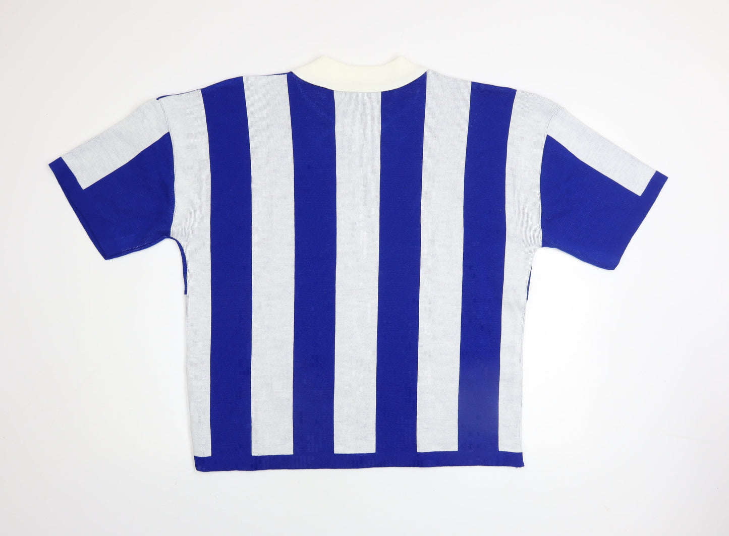 boohooMAN Men's Blue Striped Motorsports Polo Shirt Size S
