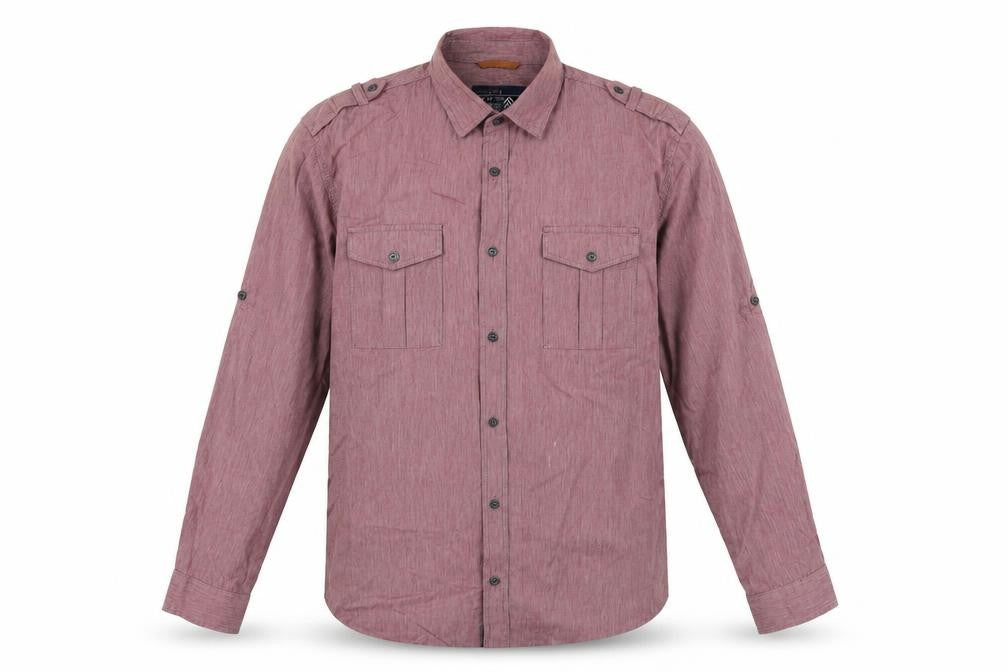 F.F.P. Factory Men’s Red Long Sleeve Cotton Button-Up Shirt L