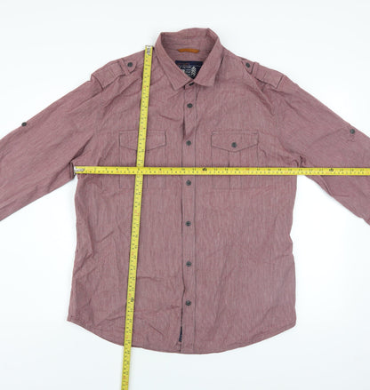 F.F.P. Factory Men’s Red Long Sleeve Cotton Button-Up Shirt L