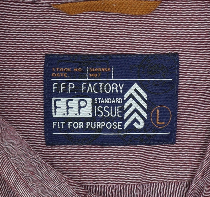 F.F.P. Factory Men’s Red Long Sleeve Cotton Button-Up Shirt L