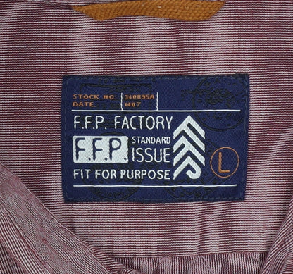 F.F.P. Factory Men’s Red Long Sleeve Cotton Button-Up Shirt L