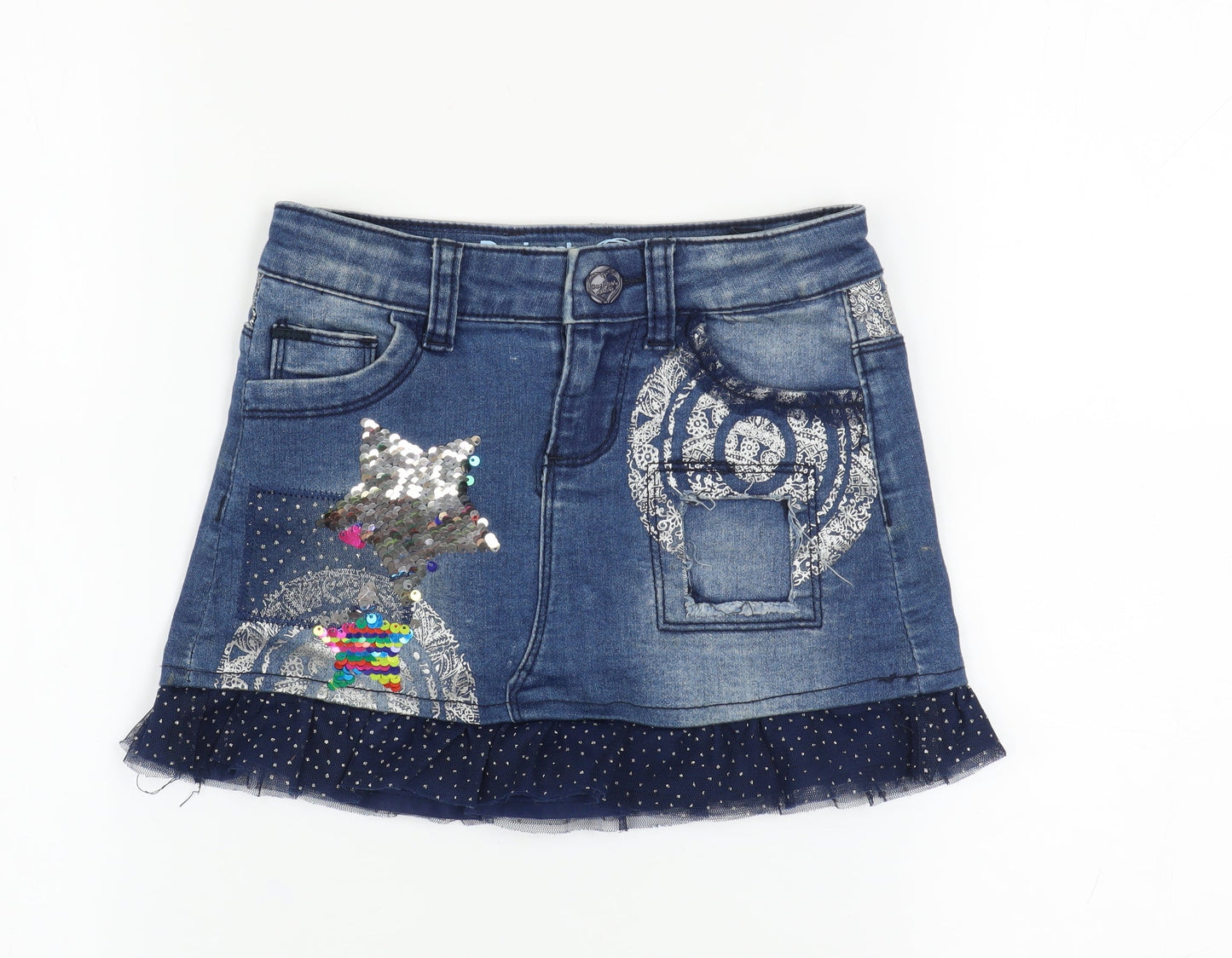 Girls UK Size 5-6 Years Desigual Mini Denim Skirt