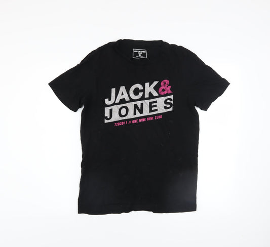 Mens UK Size M JACK & JONES Black  T-Shirt