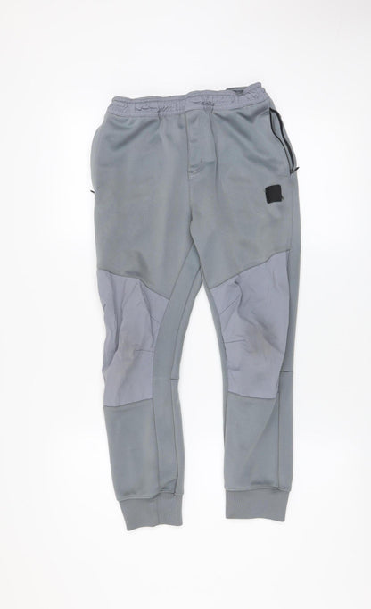 Nike Boys Grey Jogger Trousers 12-13 Years Regular Fit Zip Pocket