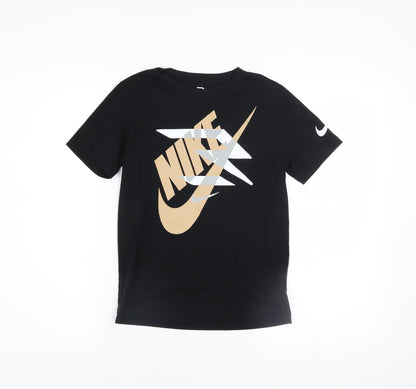 Boys UK Size 10-12 Years Nike Black Basic Pullover Jersey T-Shirt