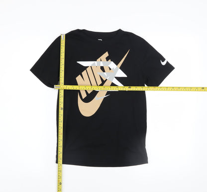Boys UK Size 10-12 Years Nike Black Basic Pullover Jersey T-Shirt