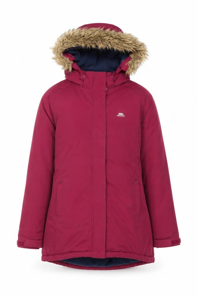 Trespass Girls Red Waterproof Hooded Parka Coat 11-12 Years Winter Jacket